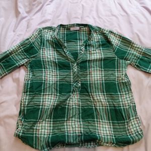 Laura Scott Green Plaid Shirt